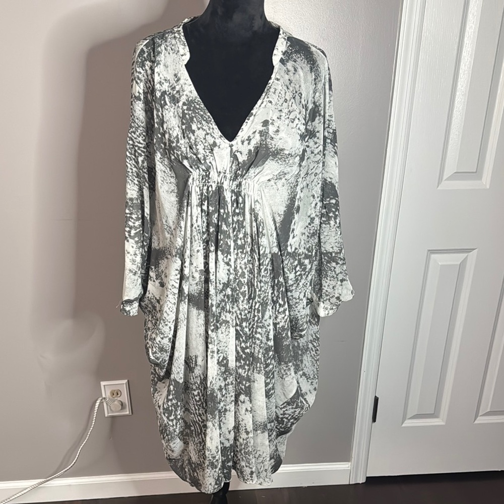 Monochrome Abstract Print Dress